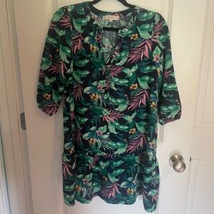 Loft linen tropical print dress